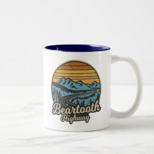 Tasse 2 Couleurs Beartooth Highway Montana Wyoming Retro