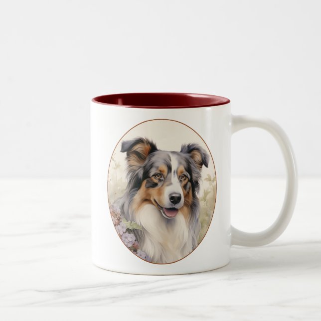 Tasse 2 Couleurs Beau berger australien (Droit)