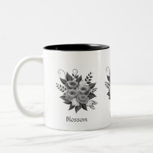Tasse 2 Couleurs Beau Bouquet de fleurs d'argent