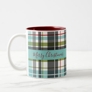 Tasse 2 Couleurs Beau Joyeux Tartan de Noël