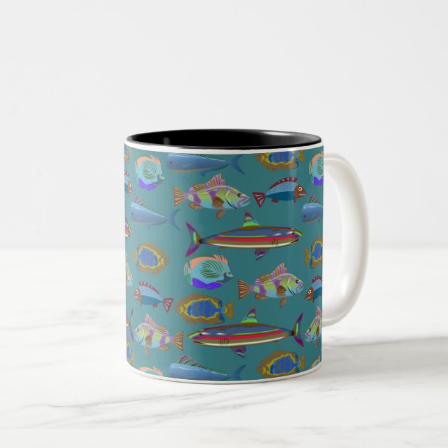 Tasse 2 Couleurs Beau Motif de mer (Devant droit)