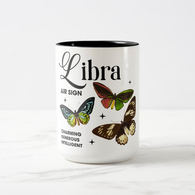 Tasse 2 Couleurs Beau Papillon Zodiac Traits/Libra (Centre)