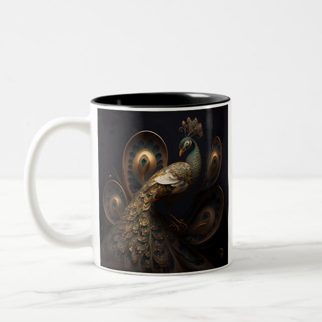 Tasse 2 Couleurs Beau Peacock Orné (Gauche)