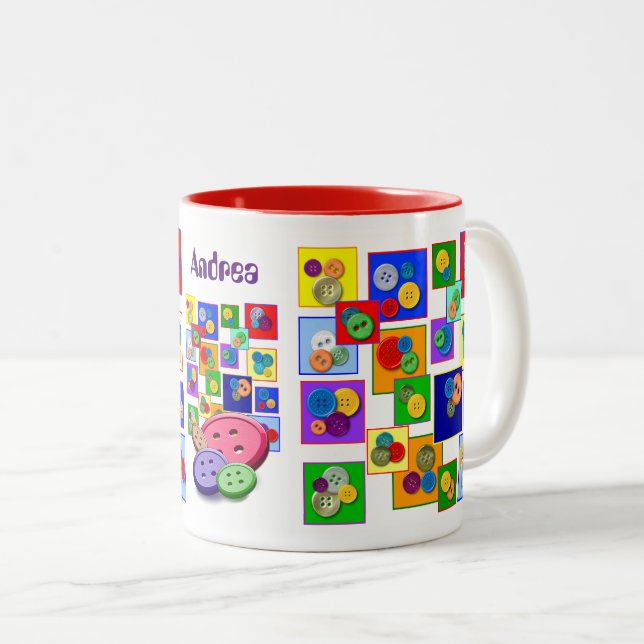 Tasse 2 Couleurs Beaux boutons (Devant droit)
