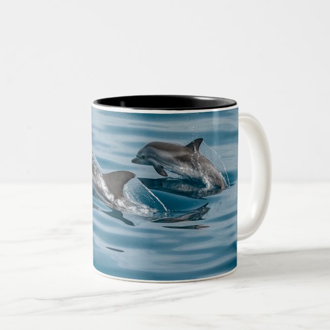 Tasse 2 Couleurs Beaux dauphins aquatiques (Devant droit)