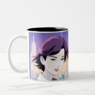Tasse 2 Couleurs Belle Anime Femme New York City Style