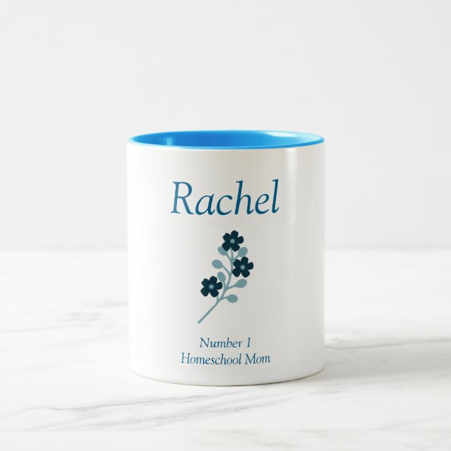 Tasse 2 Couleurs Belle et bleu Homeschool Maman Floral (Centre)