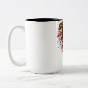 Tasse 2 Couleurs Belle Femme aux Fleurs – Élégante Art Floral