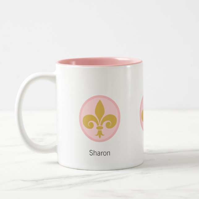 Tasse 2 Couleurs Belle fleur de lis rose & blanc (Gauche)