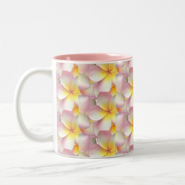 Tasse 2 Couleurs Belle Pastel Frangipani Plumeria Fleurs (Gauche)