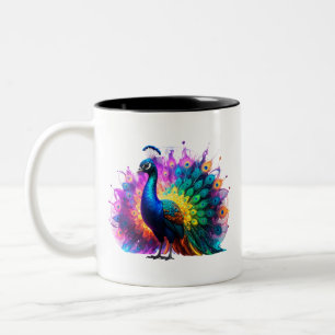Tasse 2 Couleurs Belle Peacock Art coloré