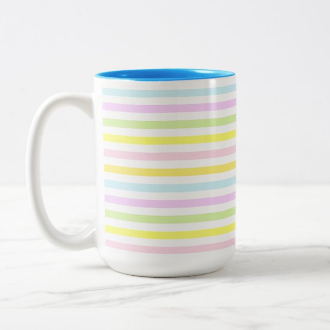 Tasse 2 Couleurs Belles bandes en couleurs pastel (Gauche)