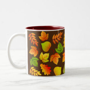 Tasse 2 Couleurs Belles feuilles d'automne sur Brown