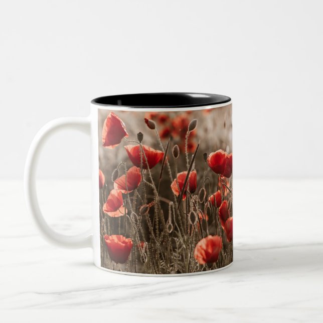 Tasse 2 Couleurs belles fleurs de coquelicot (Gauche)