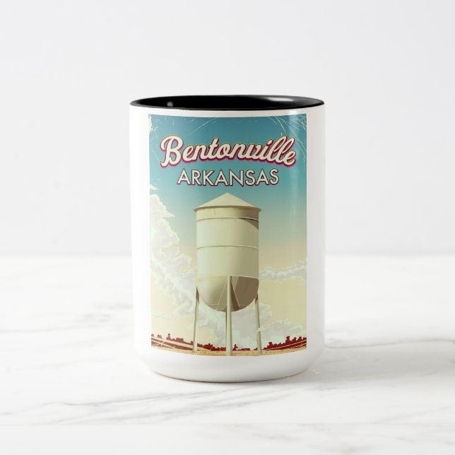 Tasse 2 Couleurs Bentonville, Arkansas affiche de voyage. (Centre)