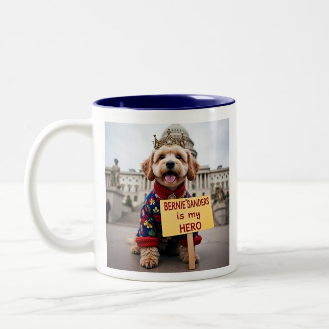 Tasse 2 Couleurs Bernie Sanders est MON héros Fox Terrier protestat (Gauche)