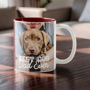 Tasse 2 Couleurs Best Dog Dad Ever Modern Custom Photo and Dog Name
