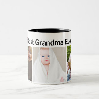 Tasse 2 Couleurs Best Grandma Ever 3Photo Collage Custom 