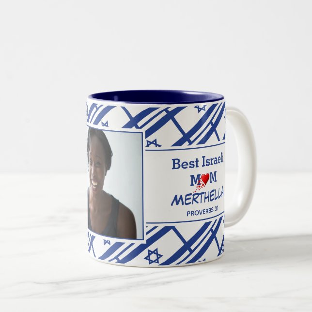Tasse 2 Couleurs BEST ISRAELI MUM Photo (Devant droit)