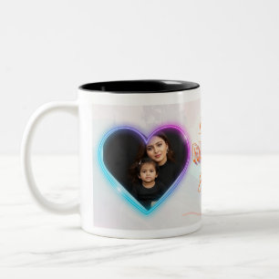 Tasse 2 Couleurs Best Mom Ever Two Photo Collage Neon Glow Ceramic 