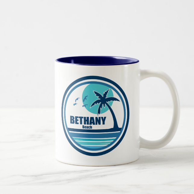 Tasse 2 Couleurs Bethany Beach Delaware Palm Tree Birds (Droit)