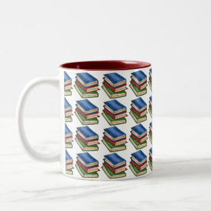 Tasse 2 Couleurs Bibliothèque Pile Love Lecture Professeur Biblioth