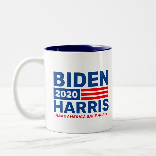 Tasse 2 Couleurs Biden Harris 2020 Bleu Blanc Deux Tons (Gauche)