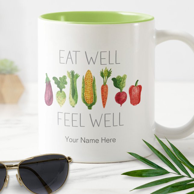 Tasse 2 Couleurs Bien Manger Sentez Bien Aquarelle Légumes bio (Créateur téléchargé)
