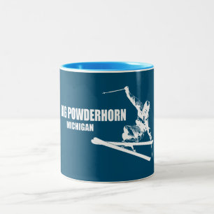 Tasse 2 Couleurs Big Powderhorn Mountain Michigan Skier