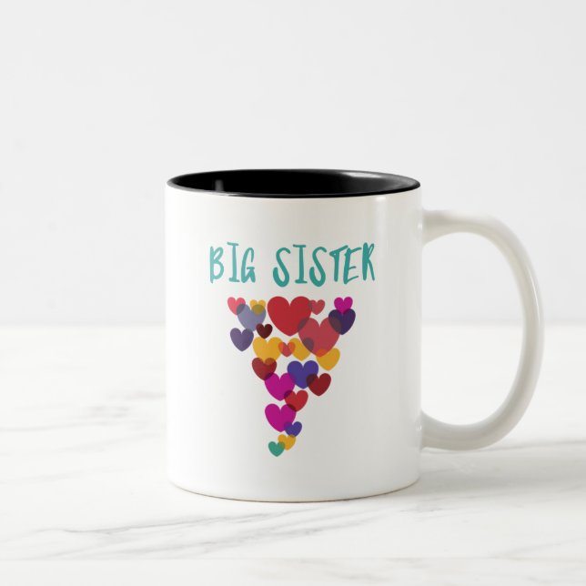 Tasse 2 Couleurs Big Soeur Amour Coeurs flottants (Droit)