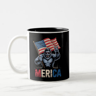 Tasse 2 Couleurs Bigfoot Merica Rock drapeau américain patriotique