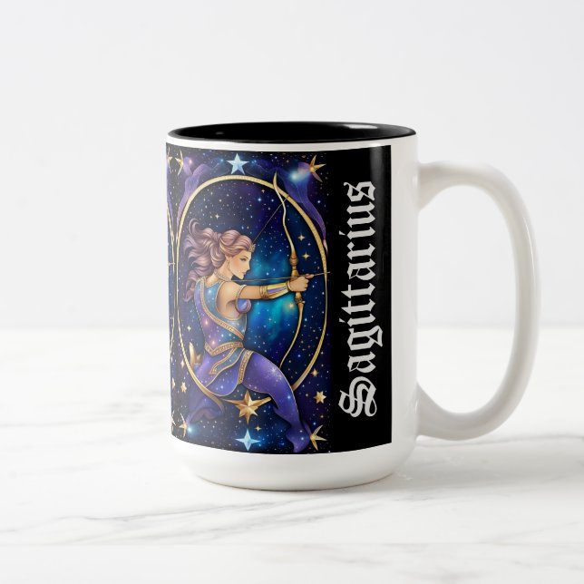 Tasse 2 Couleurs Bijoux Galaxie Zodiac Sagittarius (Droit)