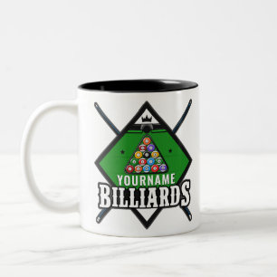 Tasse 2 Couleurs Billard personnalisé NOM Cue Rack Pool Room