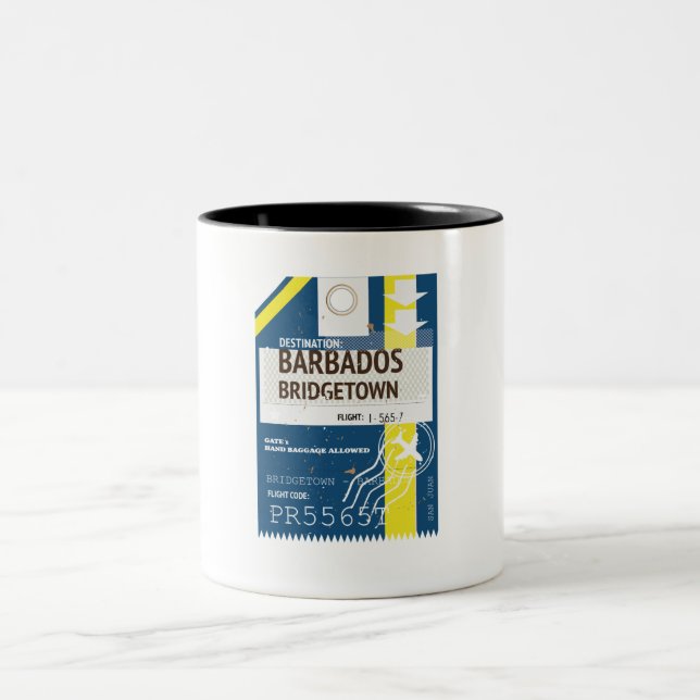 Tasse 2 Couleurs Billet voyage de Bridgetown Barbade (Centre)