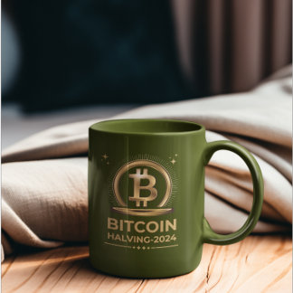 Tasse 2 Couleurs BITCOIN HALVING 2024 Crypto Devise numérique