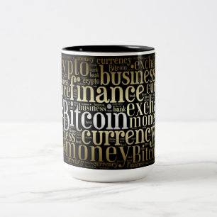 Tasse 2 Couleurs Bitcoin logo wordart graphiques