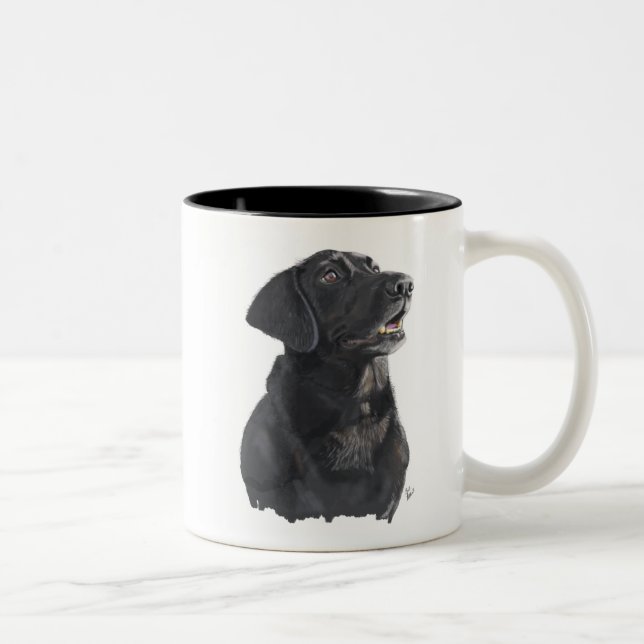 Tasse 2 Couleurs Black Lab Dog Art (Droit)