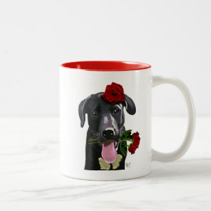 Tasse 2 Couleurs Black Labrador avec Roses 2