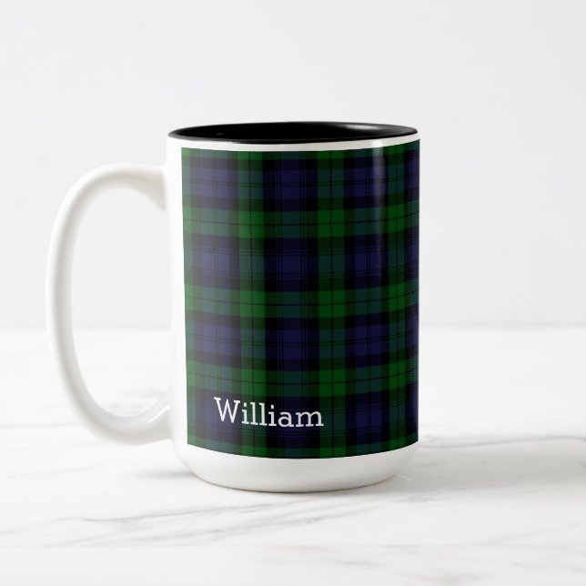 Tasse 2 Couleurs Black Watch Tartan Plaid personnalisé (Gauche)
