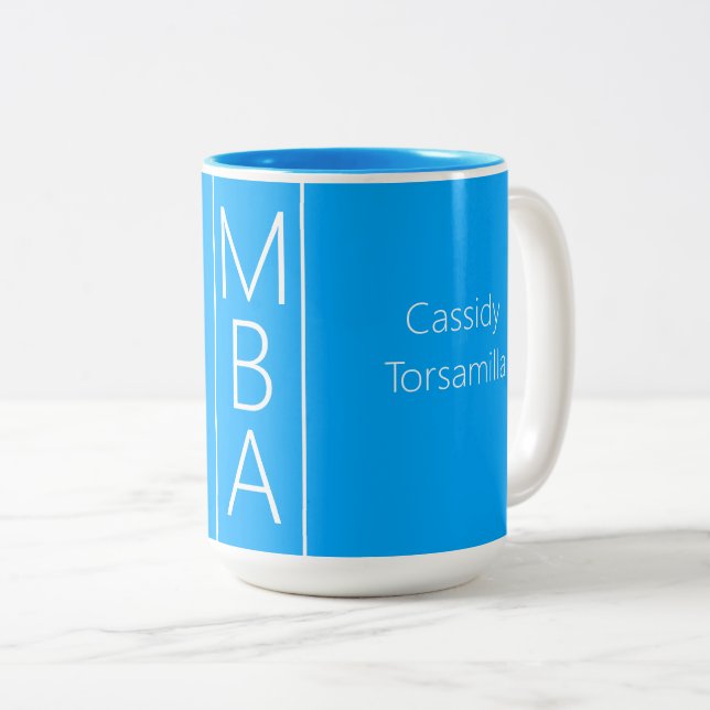 Tasse 2 Couleurs Bleu du grade MBA (Devant droit)