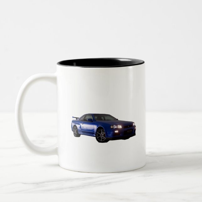 Tasse 2 Couleurs bleu gtr du bayside r34 (Gauche)