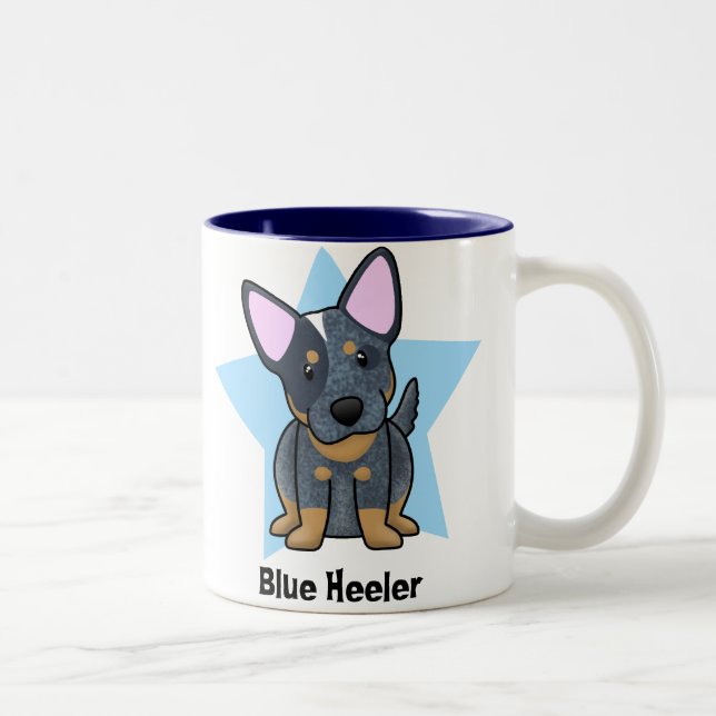 Tasse 2 Couleurs Bleu Heeler d'étoile de Kawaii (Droit)