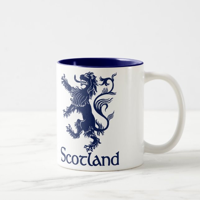 Tasse 2 Couleurs Bleu marine effréné écossais de lion (Droit)