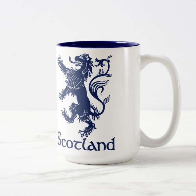 Tasse 2 Couleurs Bleu marine effréné écossais de lion (Droit)