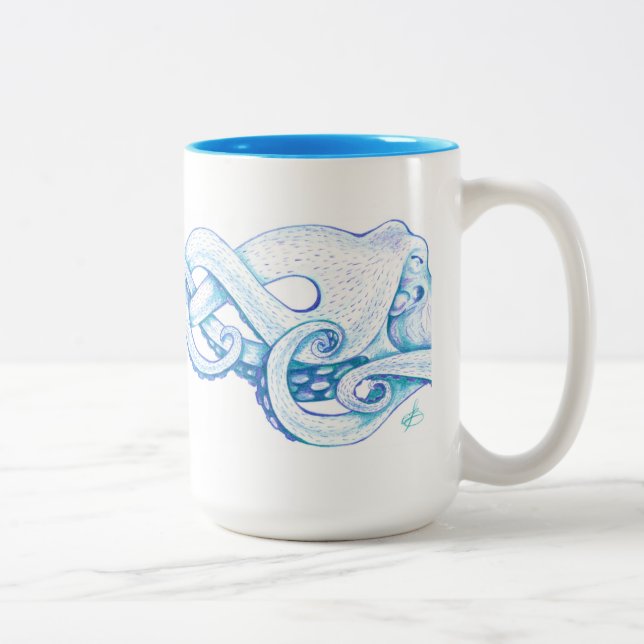 Tasse 2 Couleurs Bleu octopus (Droit)