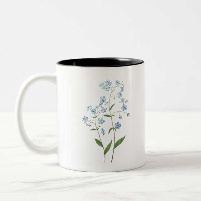 Tasse 2 Couleurs bleu oubliez moi pas fleurs 2021 aquarelle (Gauche)