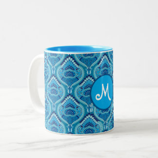Tasse 2 Couleurs Bleuâtre - Paisley à plumes