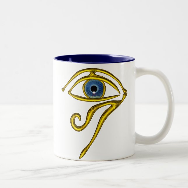 TASSE 2 COULEURS BLEUE TALISMAN / OEIL OR HORUS (Droit)
