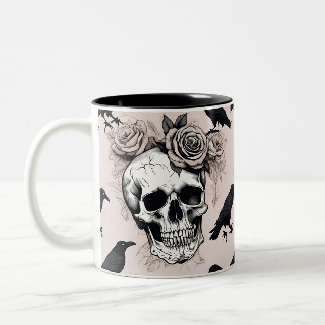 Tasse 2 Couleurs Blooms et os de la réverie gothique (Gauche)