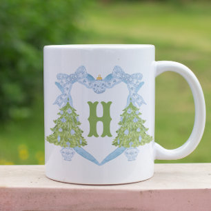 Tasse 2 Couleurs Blue Chinoiserie Arbre de Noël Monogram Crest